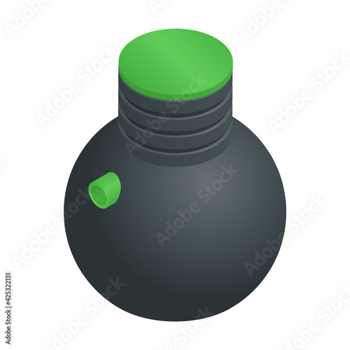 Vector illustration plastic septic tank isolated on white background. Realistic waste water tank icon in flat cartoon style. Drainage tank. Wastewater treatment tank for underground septic system.