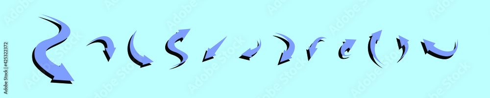 Fototapeta premium set of rounded square arrow cartoon icon design template with various models. vector illustration isolated on blue background