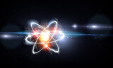Atom model on black background