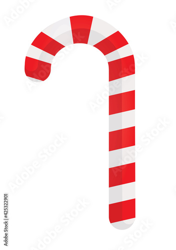 Red and white candy cane, vector