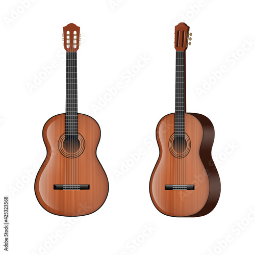isolated acoustic guitar. front and 3/4 view