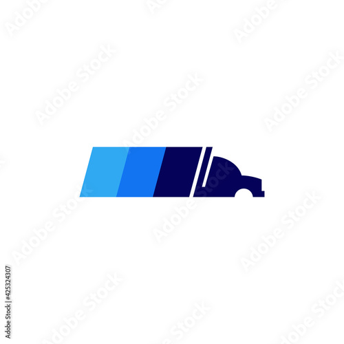 Modern abstract semi truck logo template -  transition blue color 18 wheeler
