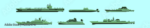 set of water transport cartoon icon design template with various models. vector illustration isolated on blue background
