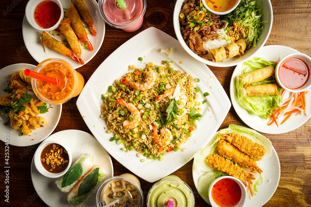 Vietnamese food flat lay