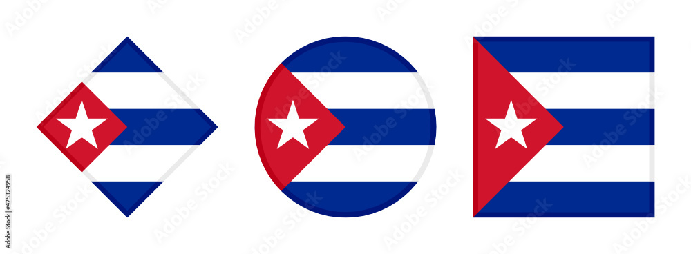 cuba flag icon set. isolated on white background	