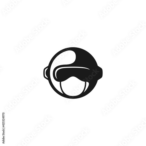 helmet head silhouette logo design vector photo