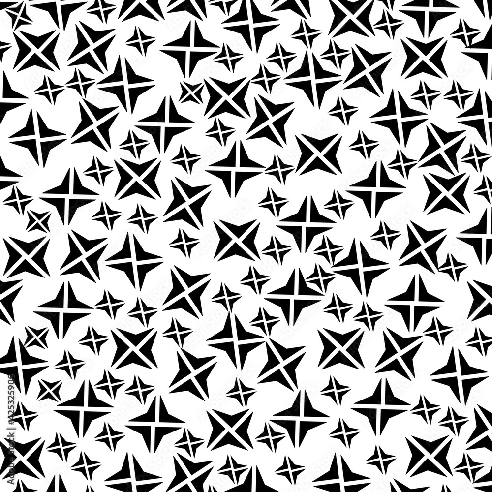 Geometric pattern with black and white. Memphis style. For fabric, page, web.