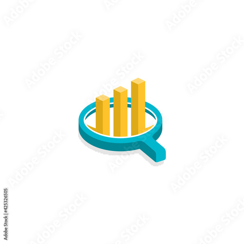 bar chart coming out of the magnifying glass design - creative finance and magnifier logo template vector