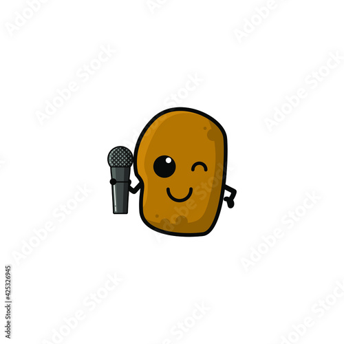 Cute Potato Cartoon Character Vector Illustration Design. Outline, Cute, Funny Style. Recomended For Children Book, Cover Book, And Other.