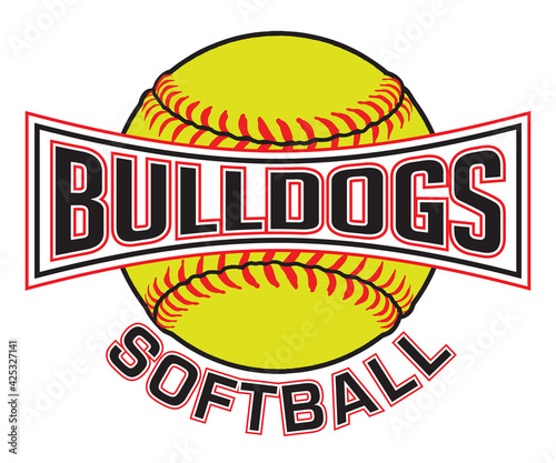 Bulldogs Softball Graphic is a sports design which includes a softball and text and is perfect for your school or team. Great for Bulldogs t-shirts, mugs and other products.