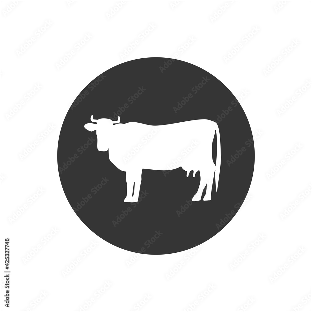 Cow flat white icon. Vector flat illustration Cow flat white icon. Vector flat illustration