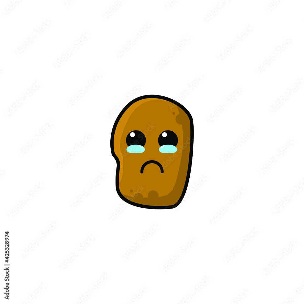 Cute Potato Cartoon Character Vector Illustration Design. Outline, Cute, Funny Style. Recomended For Children Book, Cover Book, And Other. Cute Potato Cartoon Character Vector Illustration Design. Outline, Cute, Funny Style. Recomended For Children Book, Cover Book, And Other.