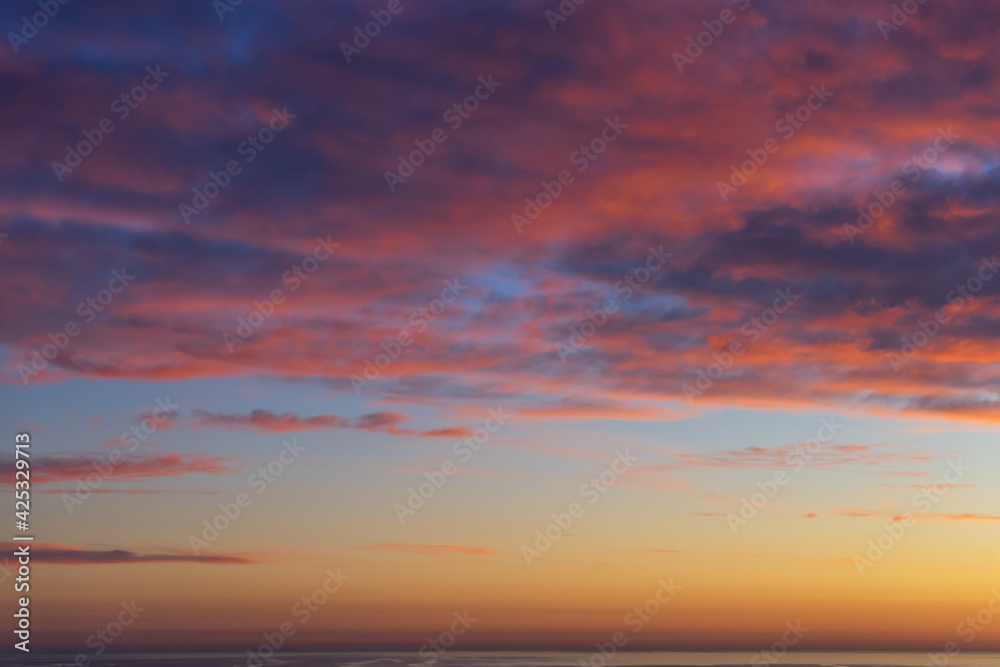 beautiful sky and warm mediterranean light at sunset