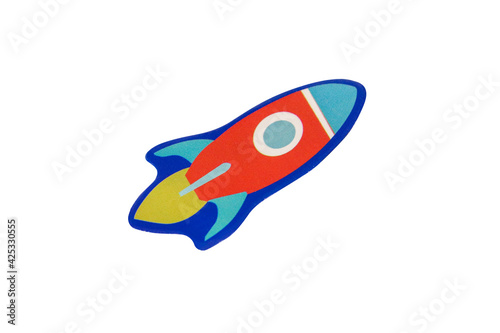 Cardboard rocket on a white background, isolated