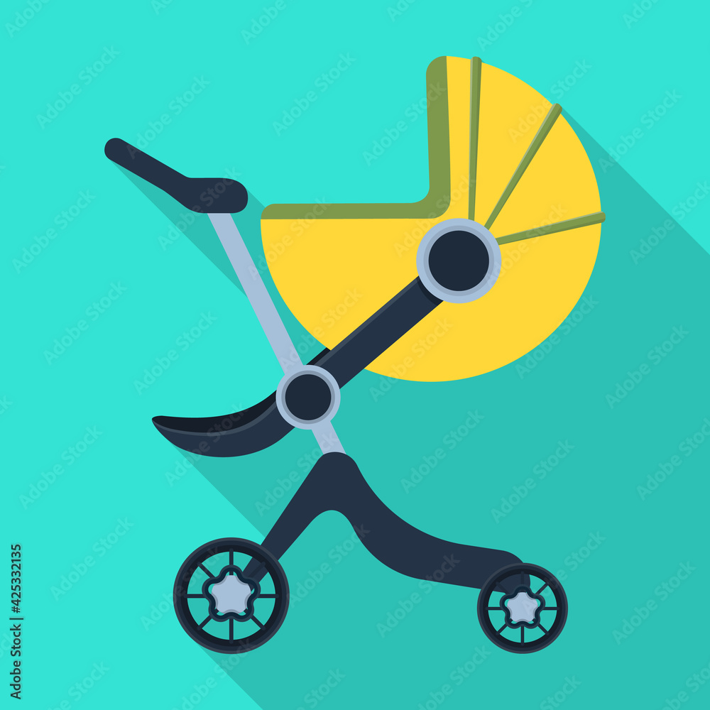 Stroller vector icon.Flat vector icon isolated on white background stroller.