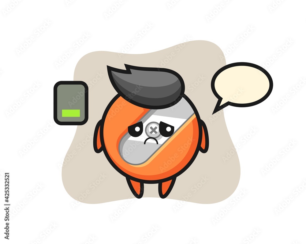 pencil sharpener mascot character doing a tired gesture pencil sharpener mascot character doing a tired gesture
