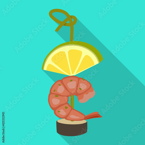 Canapes shrimp vector icon.Flat vector icon isolated on white background canapes shrimp.