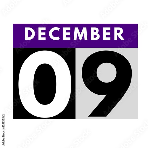 December 9 . flat modern daily calendar icon .date ,day, month .calendar for the month of December