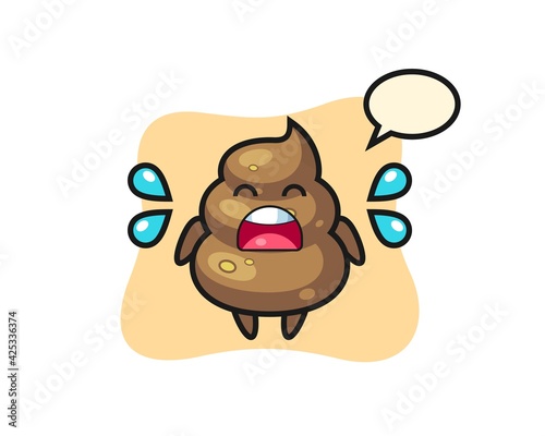 poop cartoon illustration with crying gesture