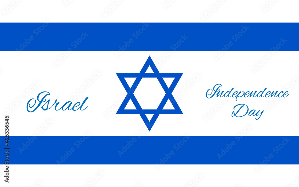 Israel Independence Day.Yom Haatzmayut. Celebration card,banner,poster with a flag on white background. 73 years anniversary Israel.For Jewish greetings.Happy Independence Day.Star of David.Vector . Israel Independence Day.Yom Haatzmayut. Celebration card,banner,poster with a flag on white background. 73 years anniversary Israel.For Jewish greetings.Happy Independence Day.Star of David.Vector .