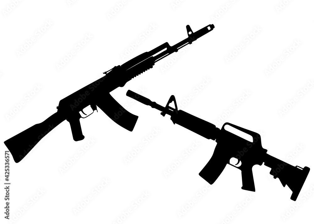 Combat weapon submachine gun included. Vector image. Combat weapon submachine gun included. Vector image.