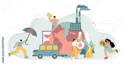 Air pollution with CO2 gas. Increase in ambient temperature. The greenhouse effect. Salvation of the earth