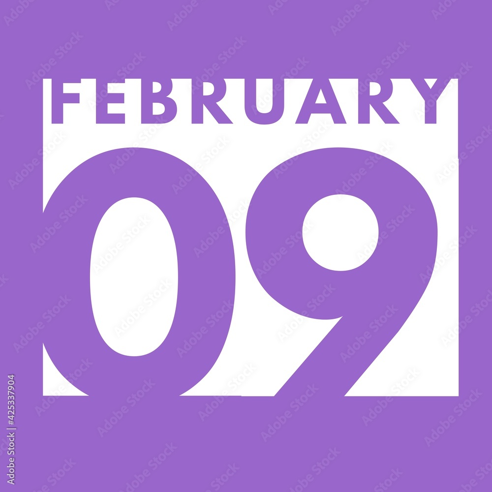 February 9 . flat modern daily calendar icon .date ,day, month .calendar for the month of February February 9 . flat modern daily calendar icon .date ,day, month .calendar for the month of February