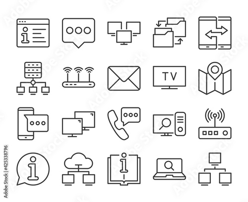 Set of Information Technology Line Icons. Vector Illustration. Editable Stroke, 64x64 Pixel Perfect.