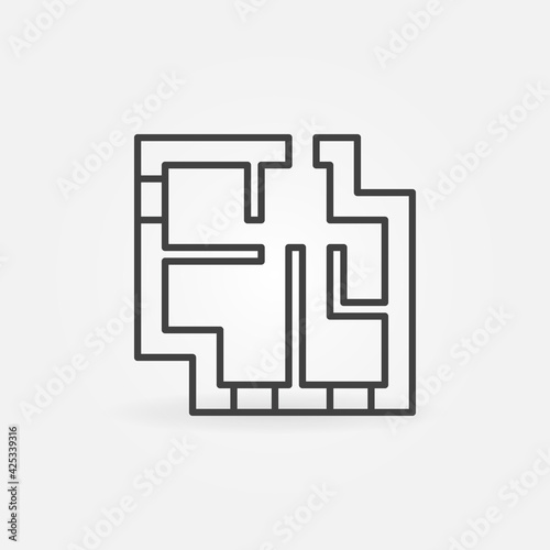 Apartment Floor Plan vector concept outline icon