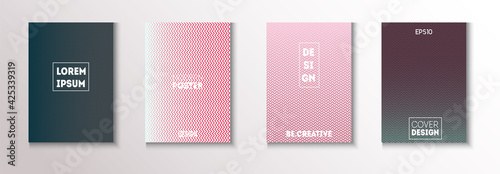 Wavy Minimal Cover Vector Set. 80s Neon Music Poster. Light Magazine