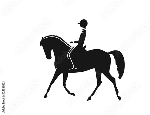 Horse and rider fine vector silhouette against white © irinamaksimova