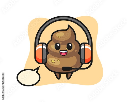 Cartoon mascot of poop as a customer service