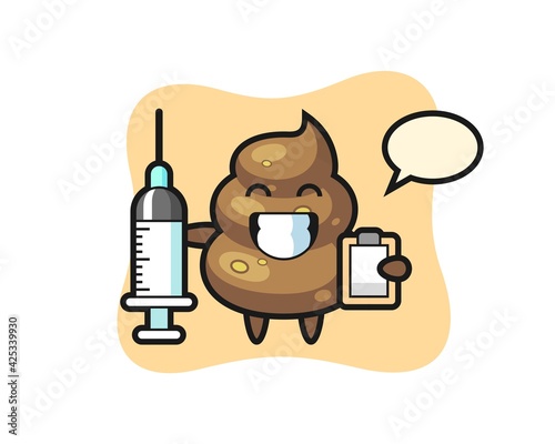 Mascot Illustration of poop as a doctor