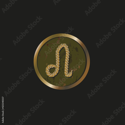 Vector image of a medal with a zodiac sign.