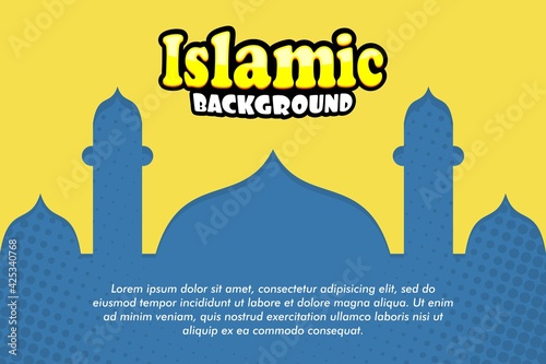 vector illustration islamic template with cartoon comic pop art style