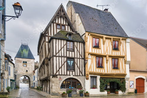 Square in Noyers, Yonne, France