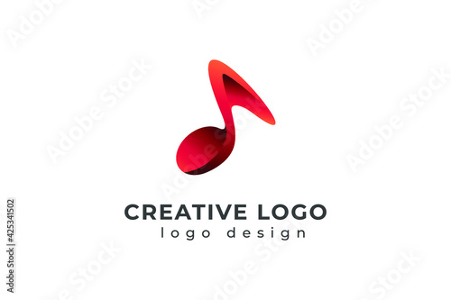 Music Logo, letter S music note logo design, abstract musical logo template