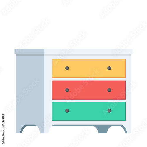 Cartoon isolated object furniture wardrobe closet