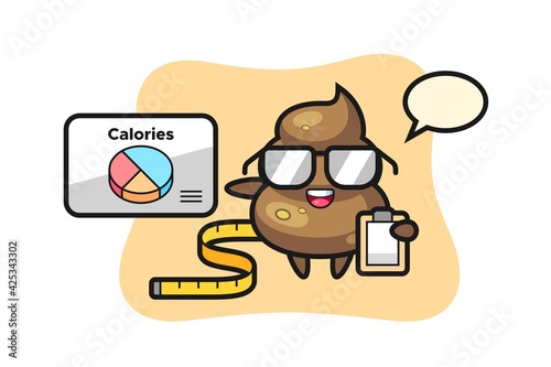 Illustration of poop mascot as a dietitian