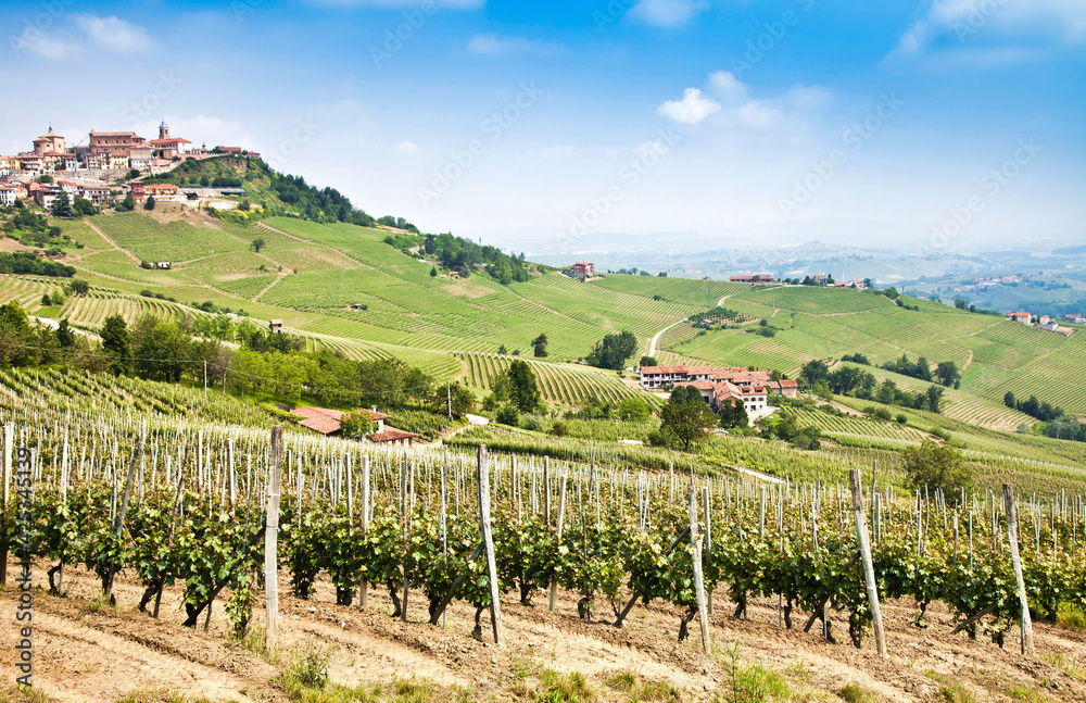 La Morra. Traditional village close to Barolo and Alba, Piedmont Region, Italy.