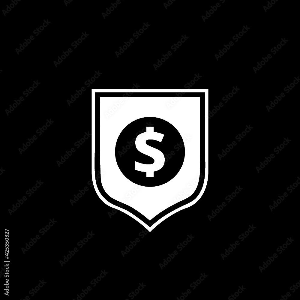 Guaranty shield icon isolated on black background Guaranty shield icon isolated on black background