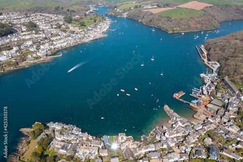 Aerial photograph of Fowey and Polruan, Cornwall, England.