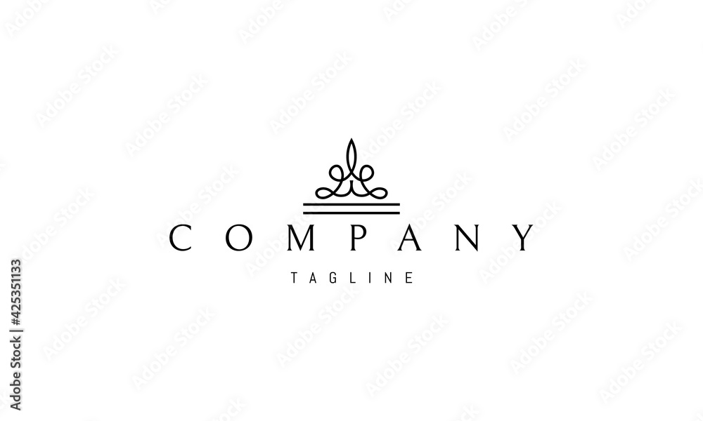 Obraz premium Vector logo on which an abstract image of a meditating person in a linear style.