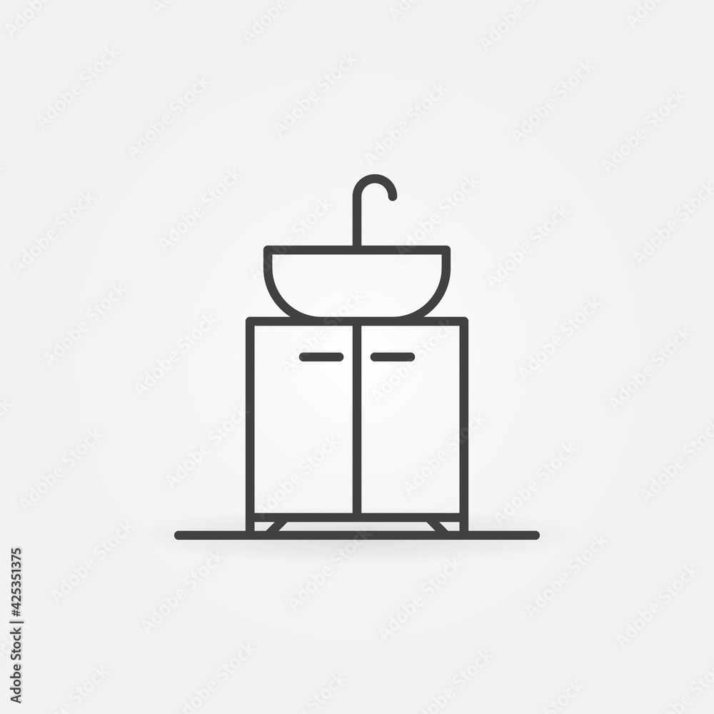 Sink on Vanity Unit vector thin line concept icon Sink on Vanity Unit vector thin line concept icon