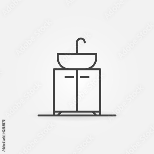 Sink on Vanity Unit vector thin line concept icon
