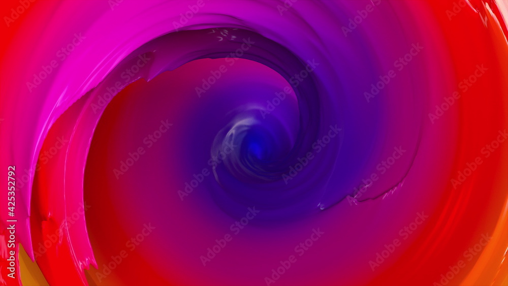 Bright swirl with spiral 3d render rotation. Center of futuristic hurricane with swirling seawater layers and dynamic spinning effect. Powerful typhoon with deep suction abyss.