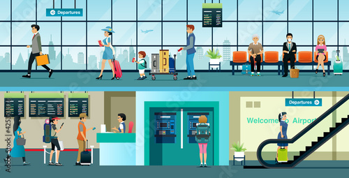 Citizens buy plane tickets to travel in the airport.