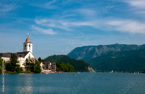 Church on St.Wolfgang lake in Austria
