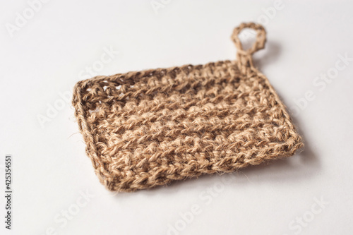a washcloth made of jute thread. Waste-free production concept