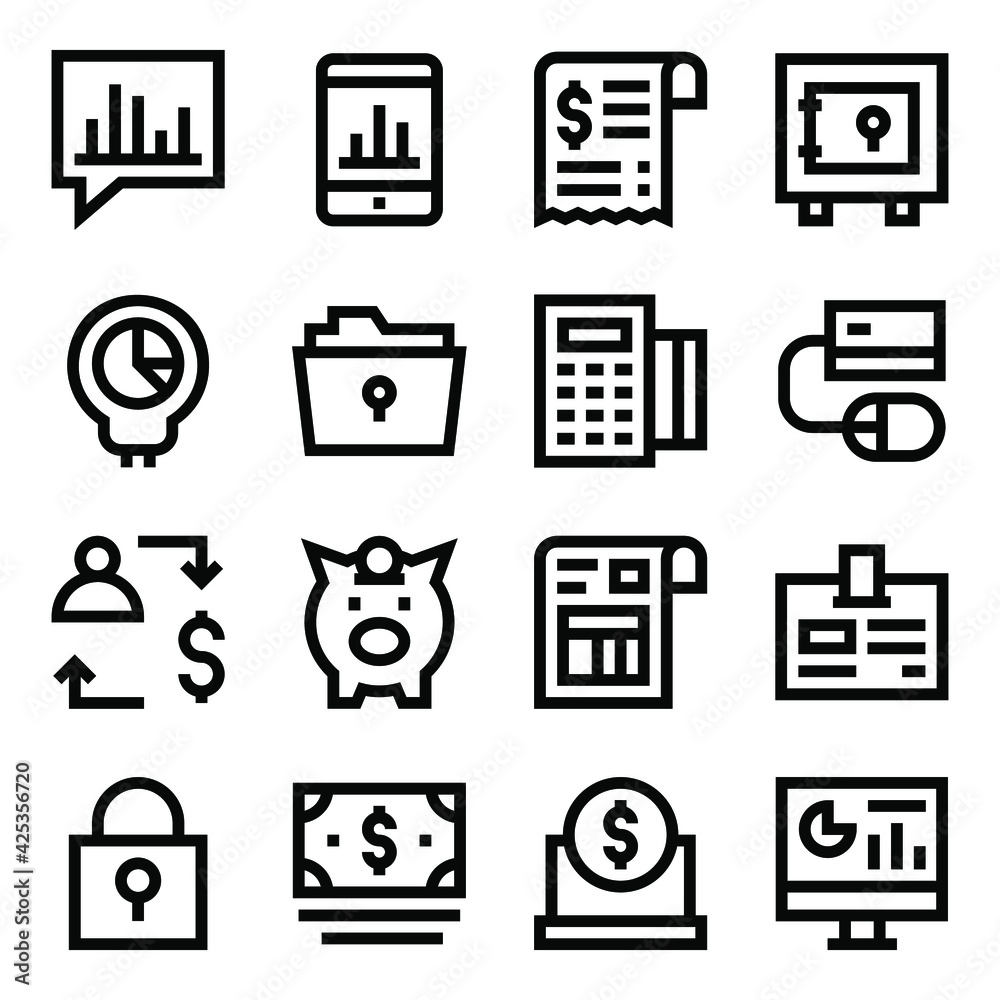 
Pack of Business and Finance Linear Icons 

